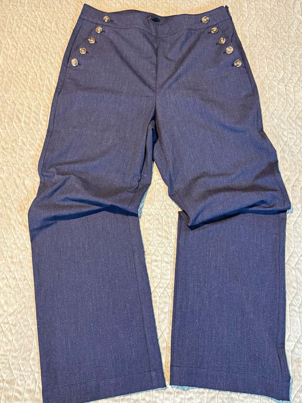 Ann Taylor Womens Dress Pants Blue Straight Leg Flat Front Sz 14